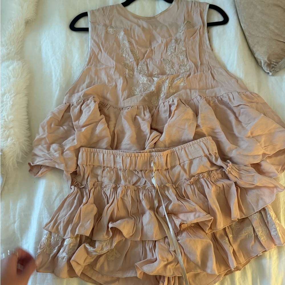 Chic Ruffled Tan Tank Top